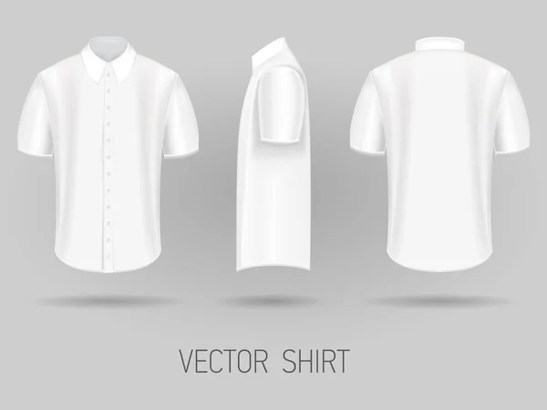 Modelos de design de camisa de manga curta branca. vetor mock up — Vetor de Stock