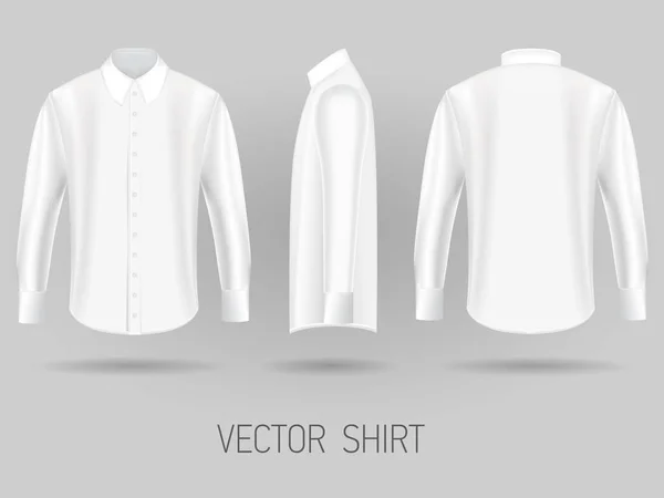 Modelos de design de camisa de manga longa curta branca. vetor mock up — Vetor de Stock