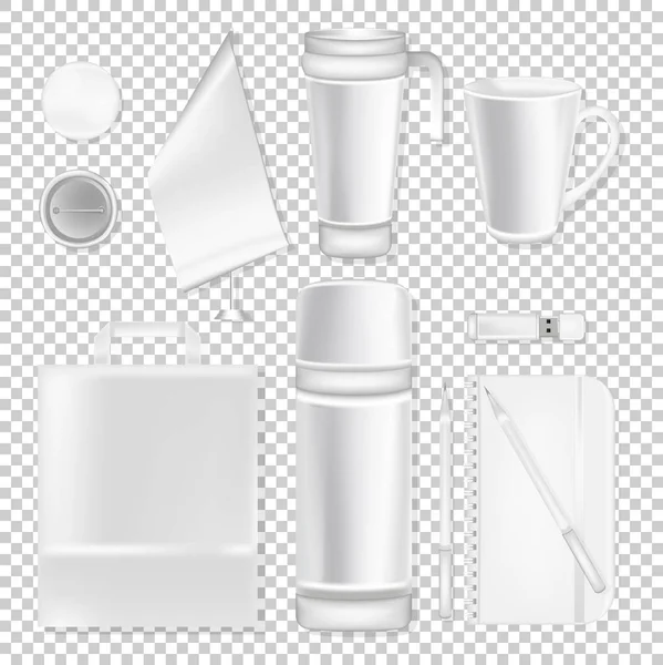 Set di design dell'identità aziendale con penna a tazza e taccuino — Vettoriale Stock