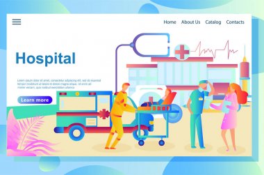 Web sayfasının çizimi, arka planda hastane