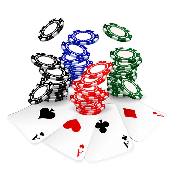 Fichas e cartões de poker — Vetor de Stock