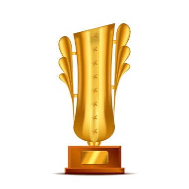 Gerçekçi altın, kupa kupası veya ödül şampiyonlar için metin plaka ile. Spor kazananlar kupası.