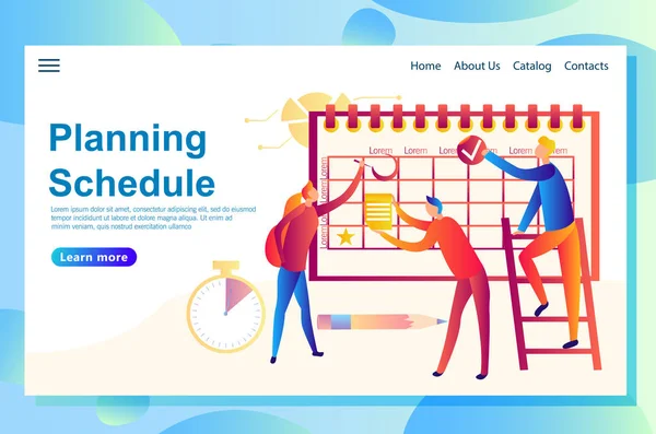 Ilustração do banner do conceito web planejando alguns eventos juntos, pessoas preenchendo o cronograma —  Vetores de Stock