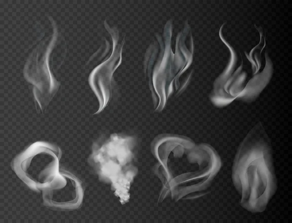 Vapor y humo realista del cigarrillo — Vector de stock