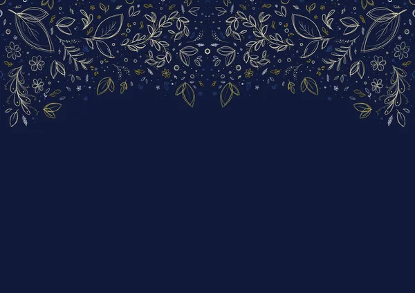 Floral pattern with gold flowers and foliage.