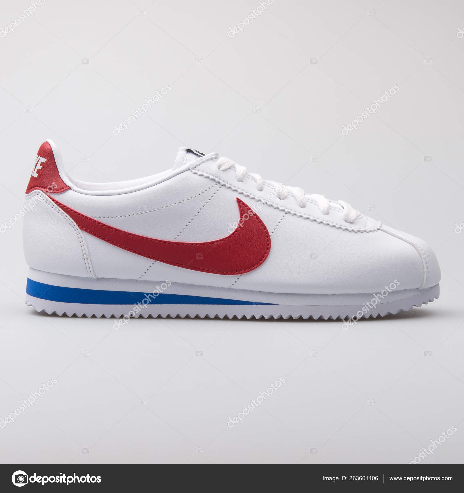 nike leather cortez red white blue