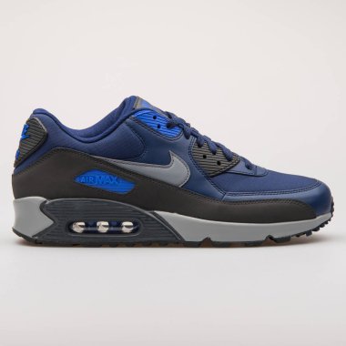 Nike Air Max 90 Essential siyah ve mavi spor ayakkabı