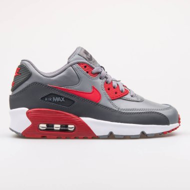 Nike Air Max 90 Deri gri ve kırmızı spor ayakkabı