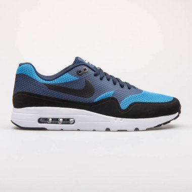 Nike Air Max 1 Ultra Essential siyah, mavi ve obsidyen spor ayakkabı