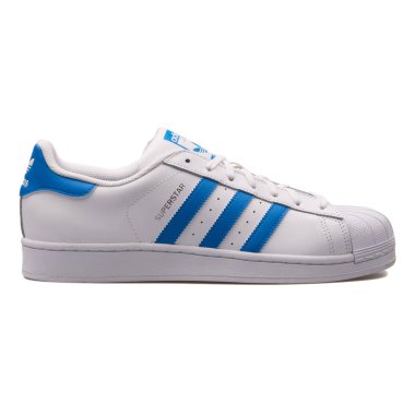Adidas Superstar beyaz ve mavi spor ayakkabı