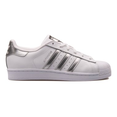 Adidas Superstar beyaz ve gümüş spor ayakkabı