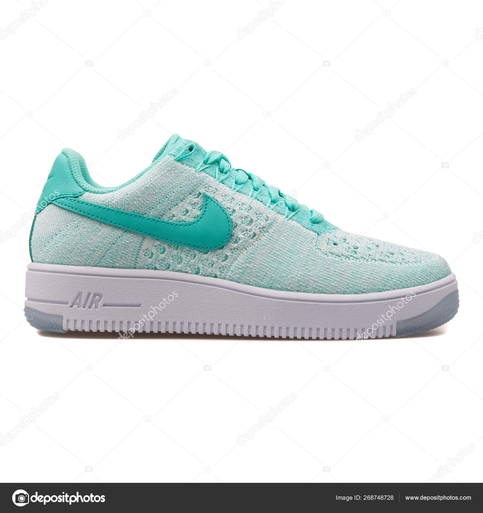 Nike Air Force 1 Flyknit Low turquoise and white sneaker Stock Illustration by xMarshallfilms 268748728