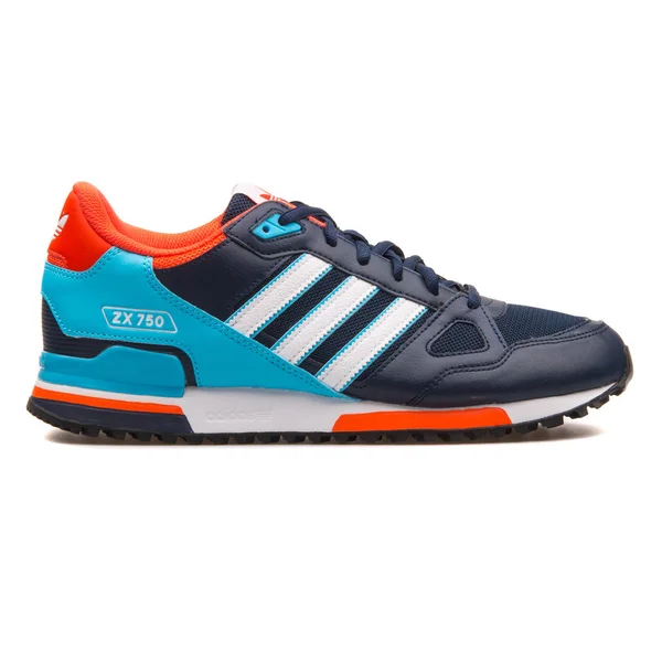 Zapatilla Adidas ZX 750 azul marino, carmesí y cian — Foto de Stock