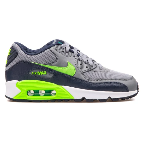 Nike Air Max 90 siatka szary, Obsydian i zielone Sneaker — Zdjęcie stockowe