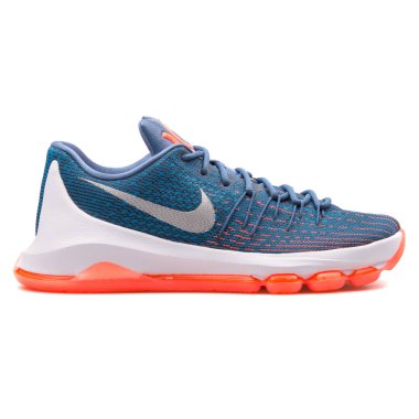 Nike Kd 8 mavi, beyaz ve turuncu spor ayakkabı