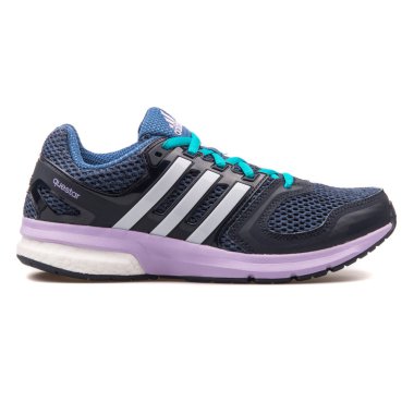 Adidas Questar siyah, mavi ve mor spor ayakkabı