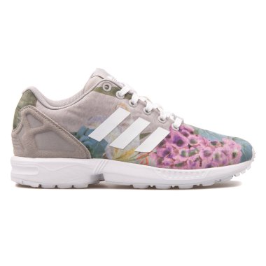 Adidas ZX Flux grey and multi color floral print sneaker Adidas ZX Flux grey and multi color floral print sneaker