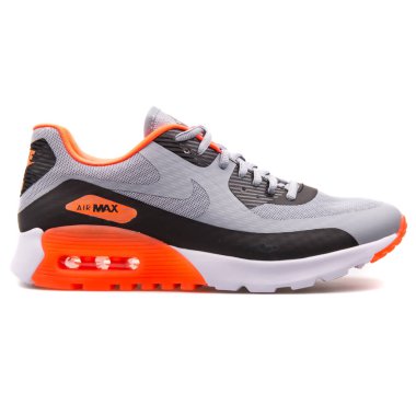 Nike Air Max 90 Ultra Br gri, siyah ve turuncu spor ayakkabı