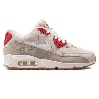 Nike Air Max 90 Qs bej ve kırmızı spor ayakkabı