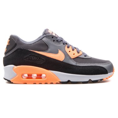 Nike Air Max 90 Essential koyu gri, siyah ve turuncu spor ayakkabı