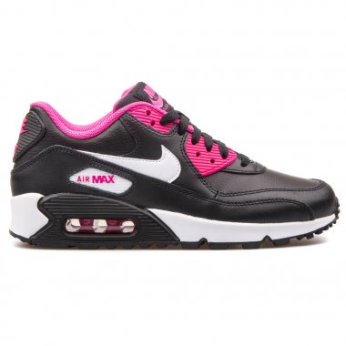 Nike Air Max 90 Deri siyah, beyaz ve pembe spor ayakkabı