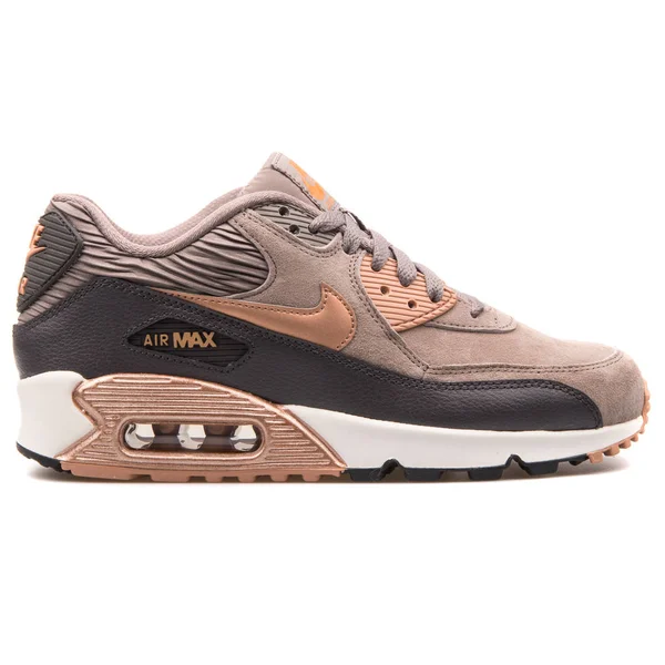 Nike Air Max 90 Deri bronz ve bej spor ayakkabı — Stok fotoğraf