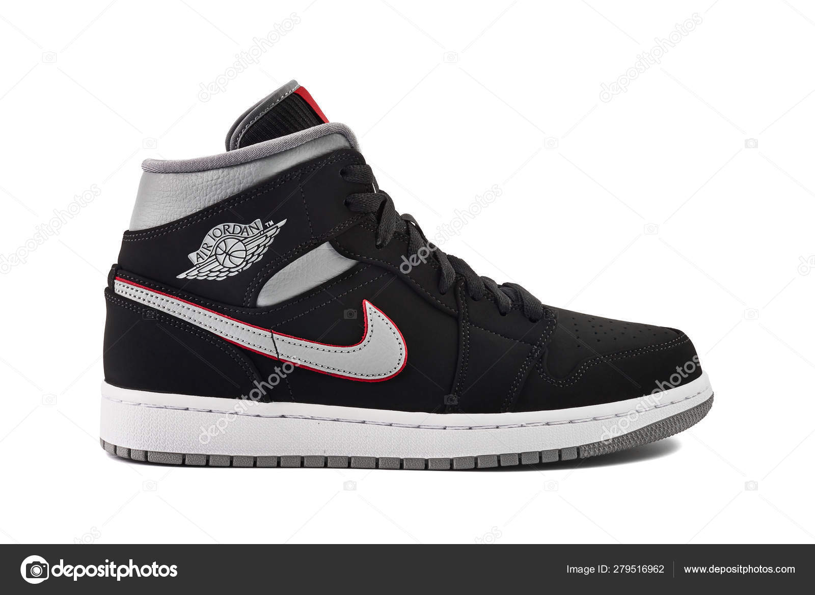 Nike Air Jordan 1 Mid black, grey, red and white sneaker – Stock Editorial Photo © xMarshallfilms #279516962