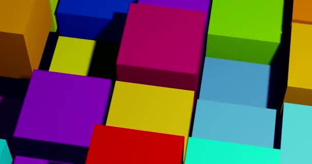 Fondo Abstracto Cubos Multicolor Movimiento Dinámica Juego Información Bucle Vídeo — Vídeos de Stock