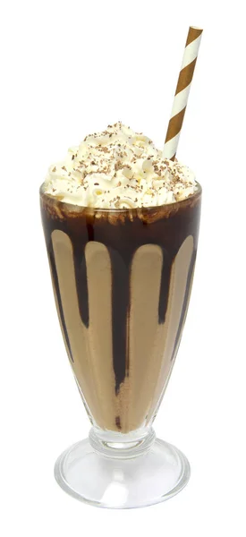 ホイップ クリームの分離の白い背景を持つアイス コーヒー — ストック写真