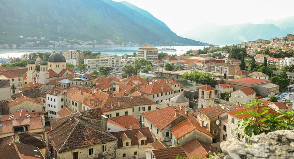 地中海城市红色屋顶视图从上面 Kotor — 图库照片