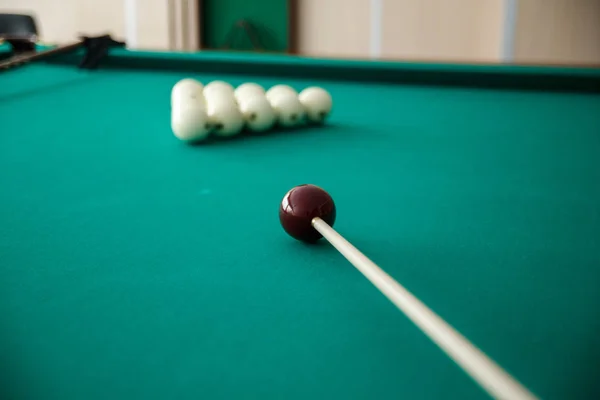 Cue Ball Russian Billiards Table White Billiard Balls Background Green — Stock Photo, Image