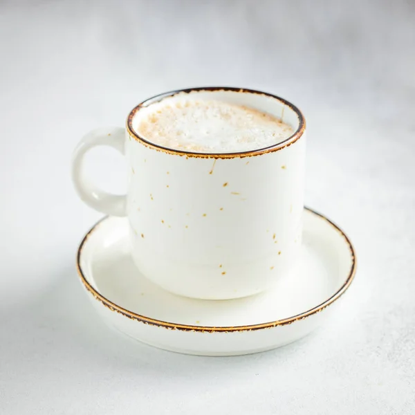 Keramikbecher Mit Kaffee Auf Steinhintergrund Quadrat Bild — Stockfoto