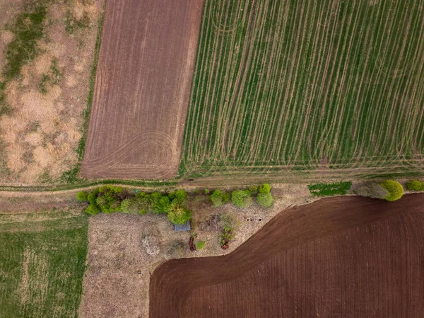 Drone Photo Countryside Fields Colorful Early Spring Day Top View — Stock Photo, Image