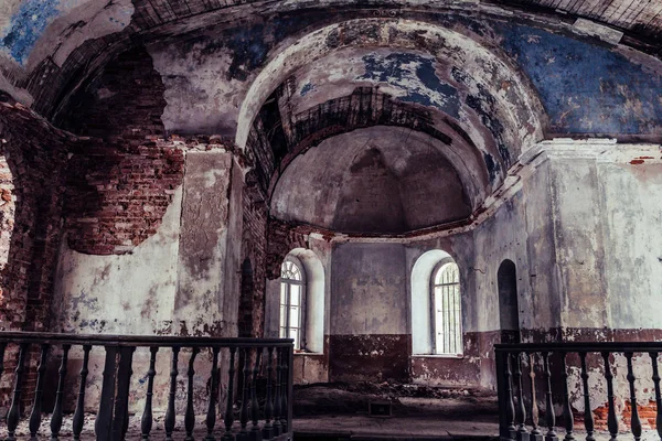 Inside Interior of an old Abandoned Church in Latvia, Galgauska - light Shining Through the Windows, Post Apocalyptic, Desaturated Vintage Look