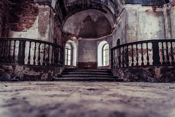 Interior Old Abandoned Church Latvia Galgauska Light Shining Windows Post — Stock Photo, Image