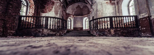 Interior Old Abandoned Church Latvia Galgauska Light Shining Windows Post — Stock Photo, Image