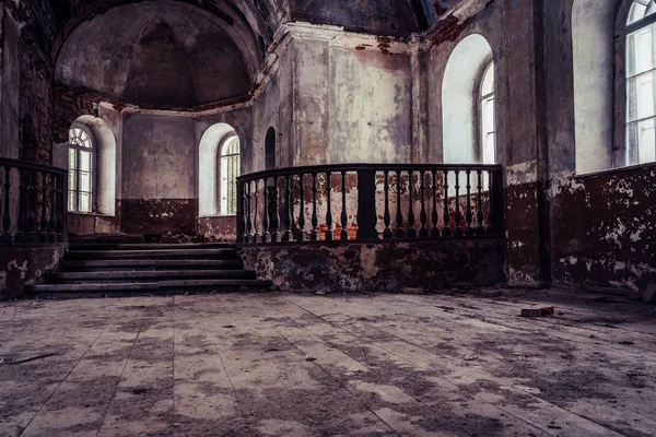 Interior Old Abandoned Church Latvia Galgauska Light Shining Windows Post — Stock Photo, Image