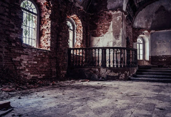 Interior Old Abandoned Church Latvia Galgauska Light Shining Windows Post — Stock Photo, Image