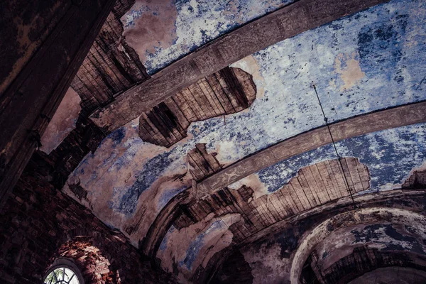 Interior Interior Una Antigua Iglesia Abandonada Letonia Galgauska Luz Que — Foto de Stock