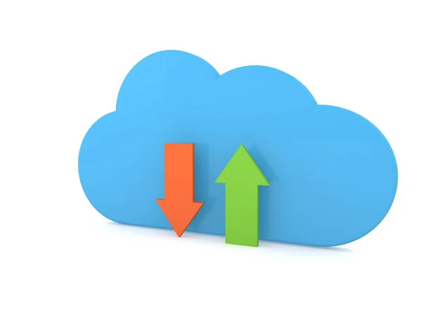 Σύννεφα Σύμβολο Του Χώρου Αποθήκευσης Πληροφοριών Λευκό Φόντο Απεικόνιση Απόδοσης — Φωτογραφία Αρχείου