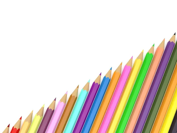 Creioane Colorate Fundal Alb Ilustrare Redare — Fotografie, imagine de stoc