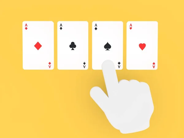 Hand Pointing Playing Cards Render Illustration — Stock Photo, Image