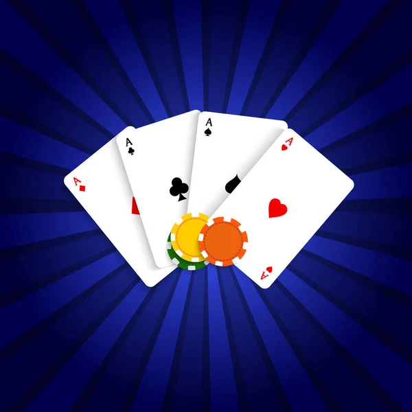 Jouer Aux Cartes Aux Jetons Poker Illustration Vectorielle — Image vectorielle