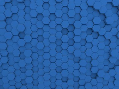 Mavi altıgenler teknolojik arka plan. 3D render.