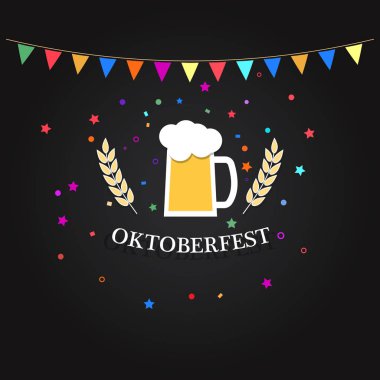 Oktoberfest bira festivali. Vektör çizim .