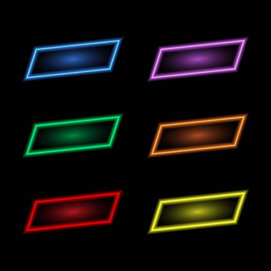 Siyah bir arka plan üzerinde renkli neon afiş. Vektör çizim .