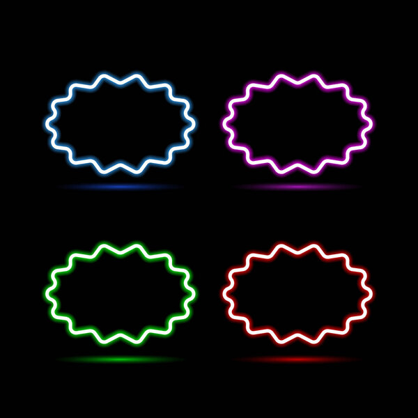 Set of neon banners on a black background. Vector illustration .