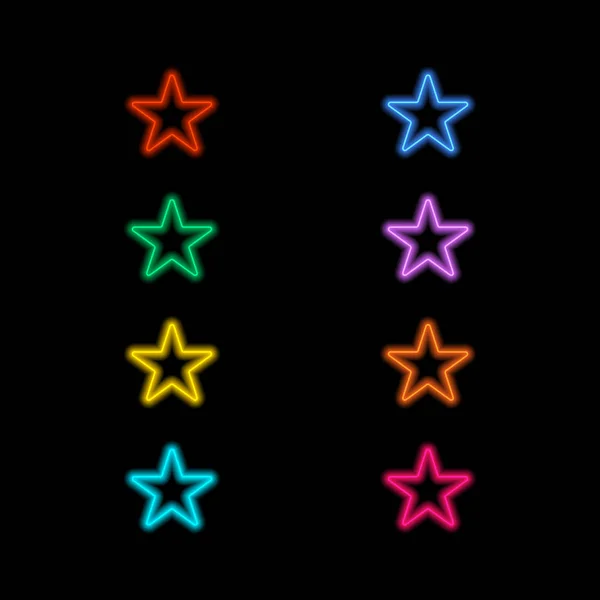 Siyah bir zemin üzerine Neon yıldız. Vektör çizim .