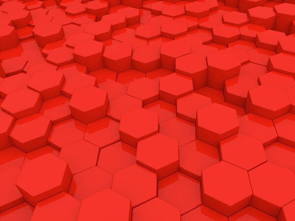 Red abstract hexagons background. 3d rendering illustration.