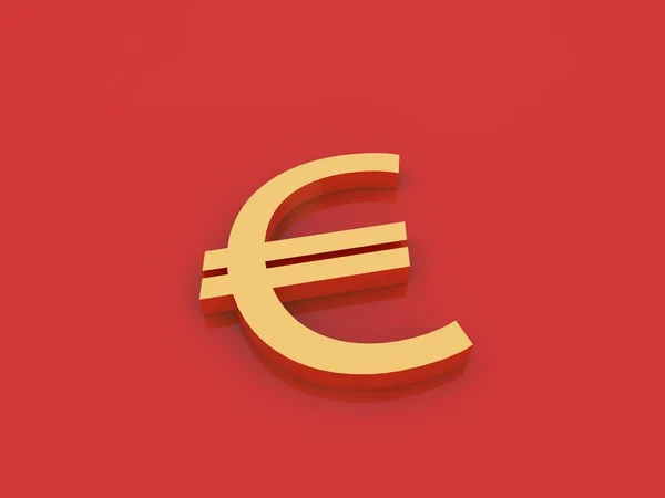 Eurotecknet Valuta Röd Bakgrund Rendering Illustration — Stockfoto